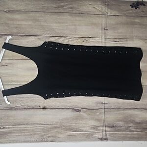 Topshop Black Dress Eyelet Tie Detail Sz US 8